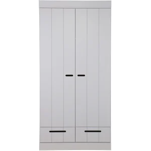 Connect 2-deurs kledingkast + lade betongrijs