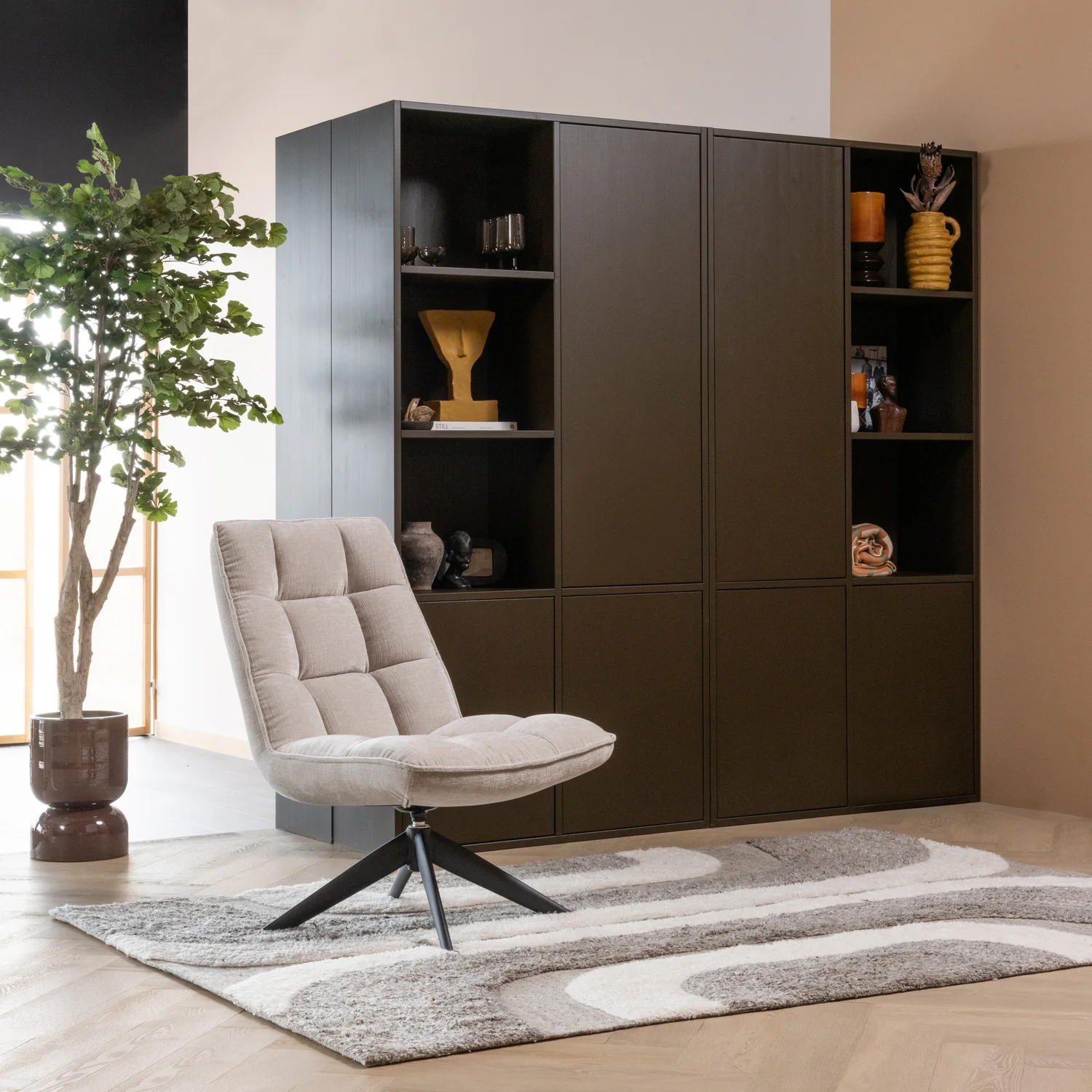 Toval plantenpot laag metaal hoogglans paars/bruin - Afbeelding 4