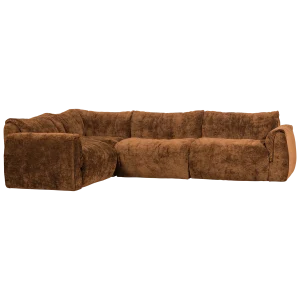Baggy hoekbank links 3D chenille middenbruin