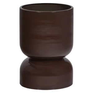 Toval plantenpot laag metaal hoogglans paars/bruin