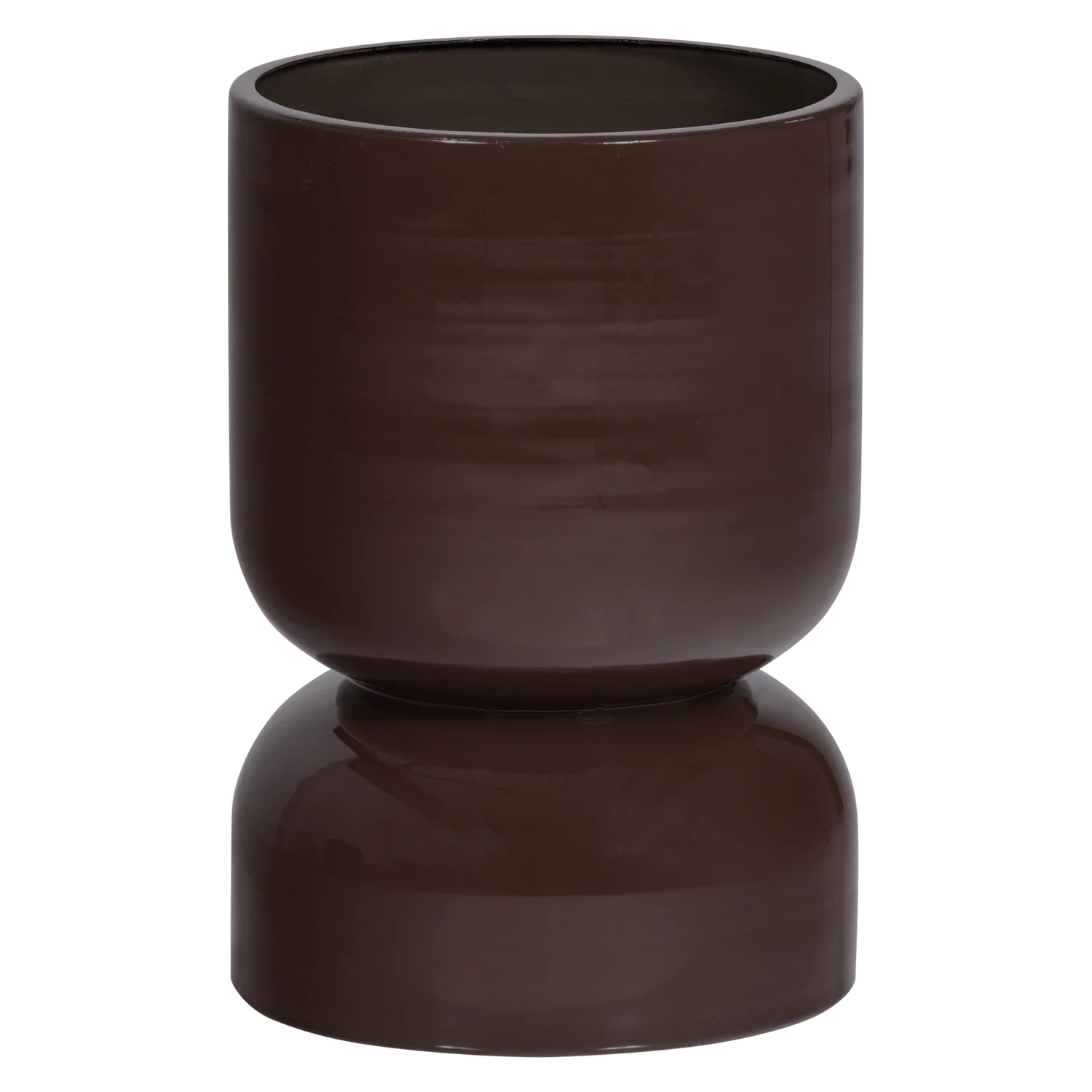 Toval plantenpot laag metaal hoogglans paars/bruin - Afbeelding 2