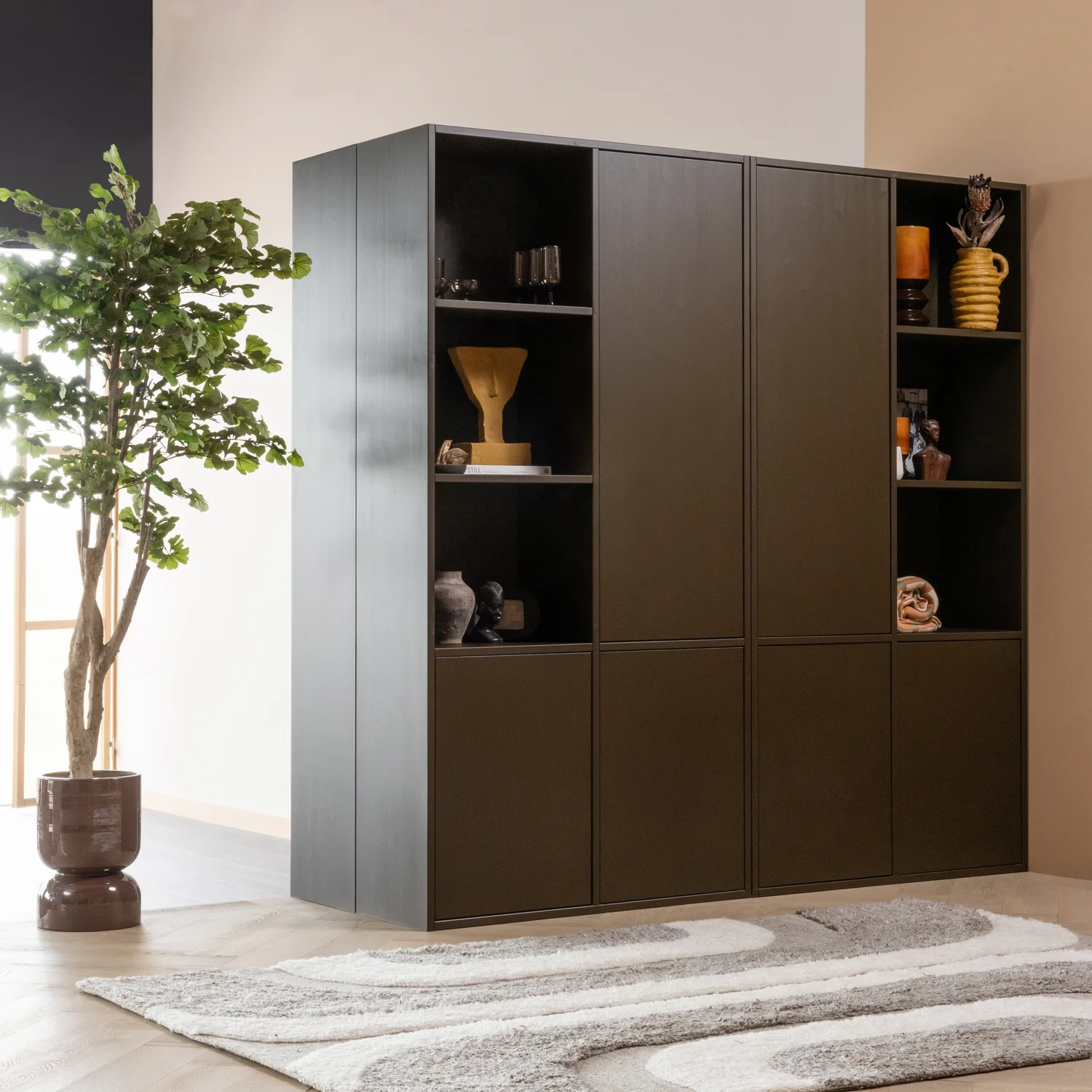 Toval plantenpot laag metaal hoogglans paars/bruin - Afbeelding 3