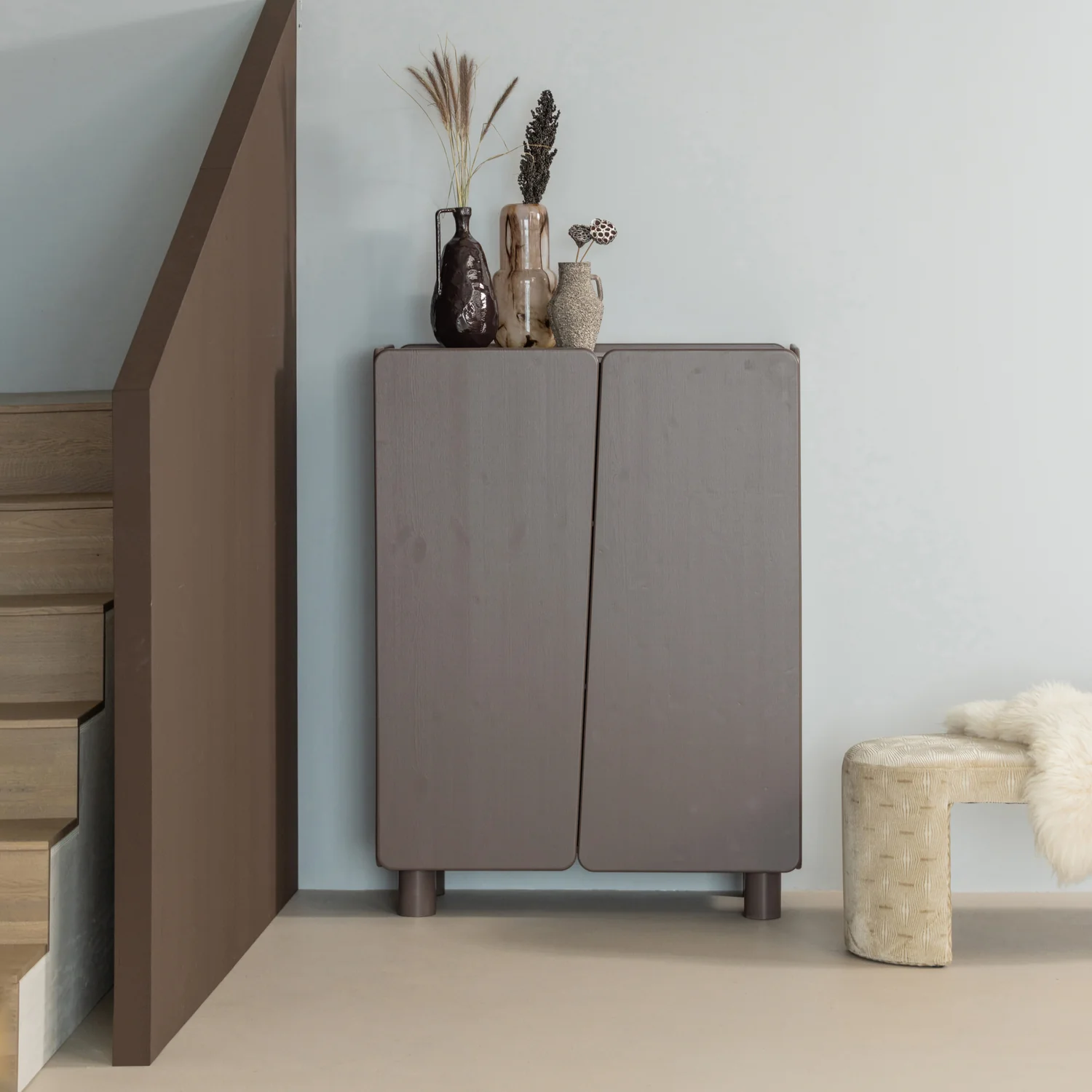 Root 2-deurs kast grenen truffel bruin - Afbeelding 4