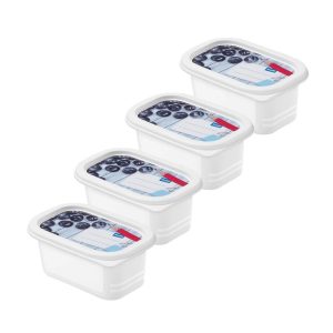 Rotho Domino Diepvriesdozen Etiket Decor 4×0.2L Wit